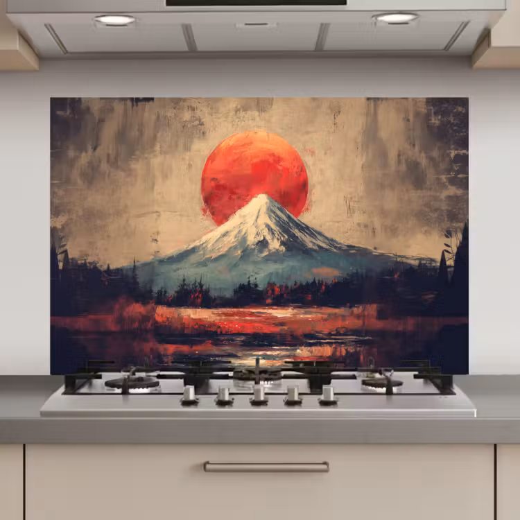 Spatscherm keuken - Bergtop - Sneeuw - Zon — 1