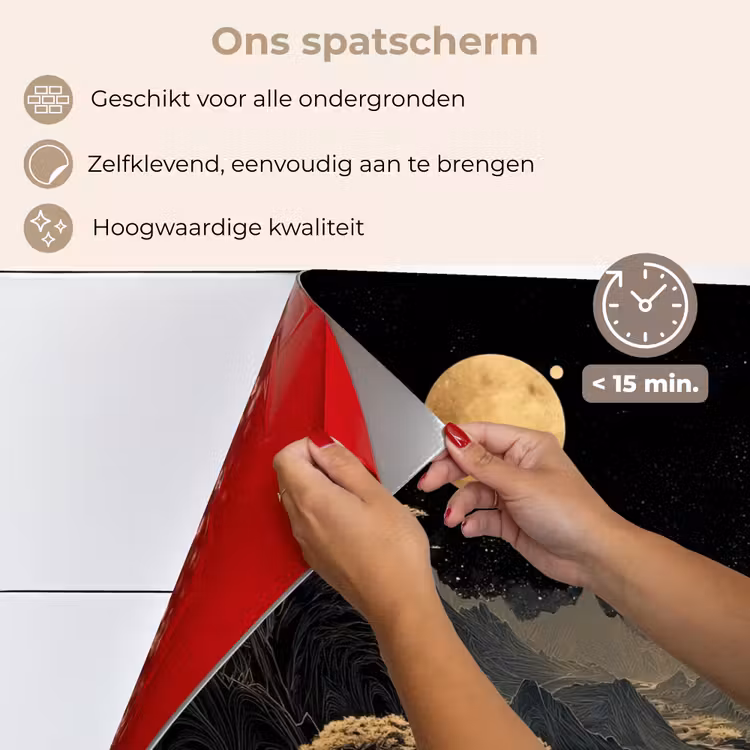 Spatscherm keuken - Gouden rivier - Bergen - Maan - Sterrenhemel — 4