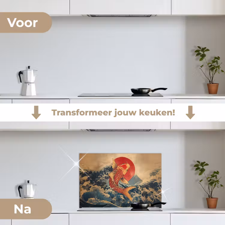 Spatscherm keuken - Koi - Zee - Golven - Zon — 3