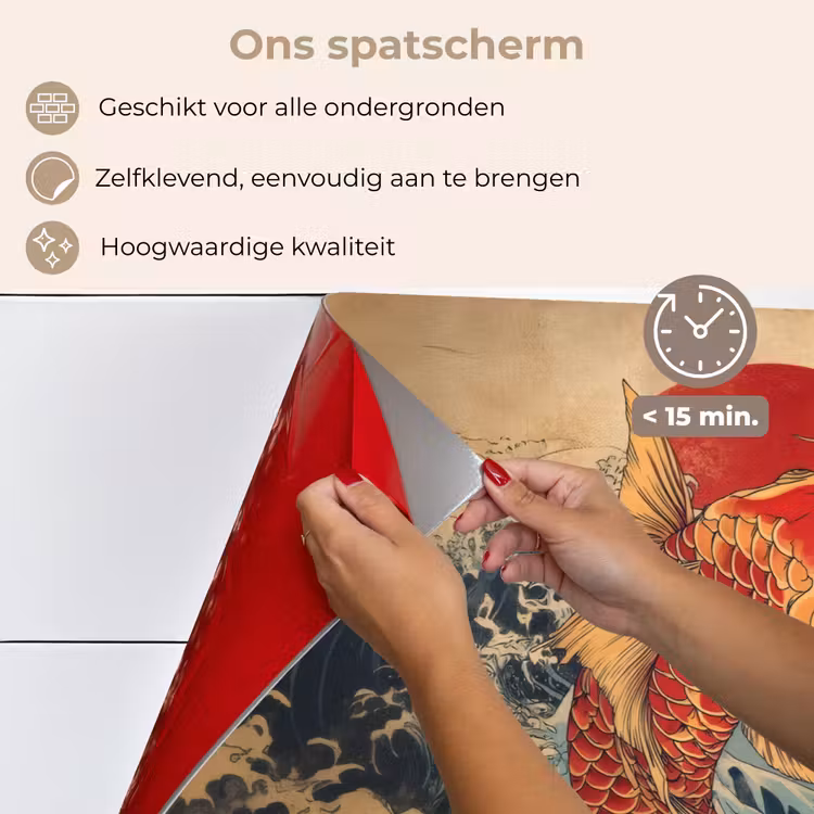 Spatscherm keuken - Koi - Zee - Golven - Zon — 4