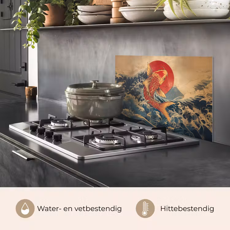 Spatscherm keuken - Koi - Zee - Golven - Zon — 7