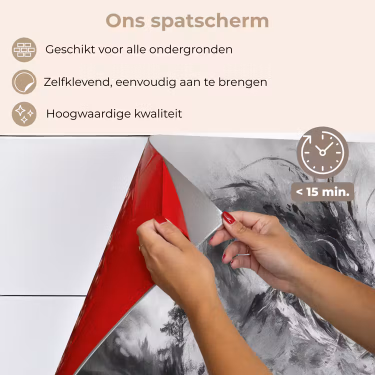 Spatscherm keuken - Krijger - Draak - Grijs — 4
