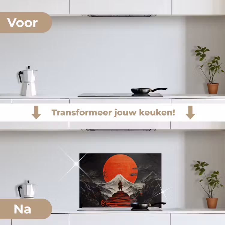 Spatscherm keuken - Krijger - Rode trappen - Zon - Berg — 3