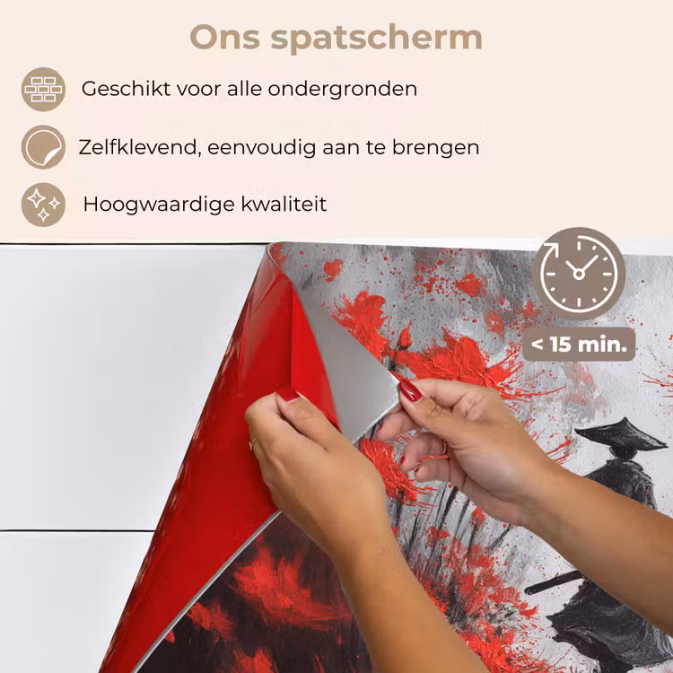 Spatscherm keuken - Rode bloemen - mistig - Man — 4