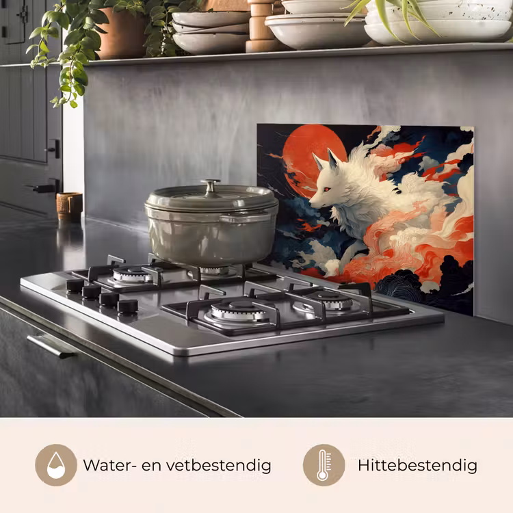 Spatscherm keuken - Witte vos - wolken - maan — 7