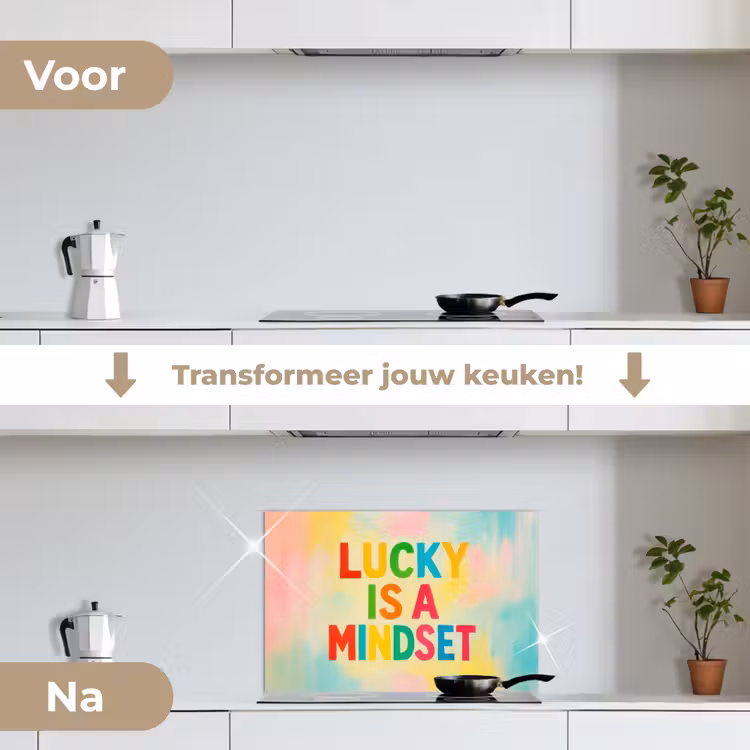 Spatscherm keuken - Quote - Lucky - Regenboogkleuren — 3