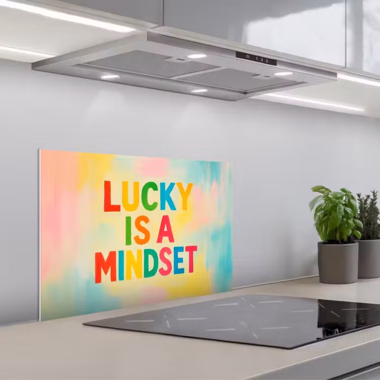 Spatscherm keuken - Quote - Lucky - Regenboogkleuren — 5