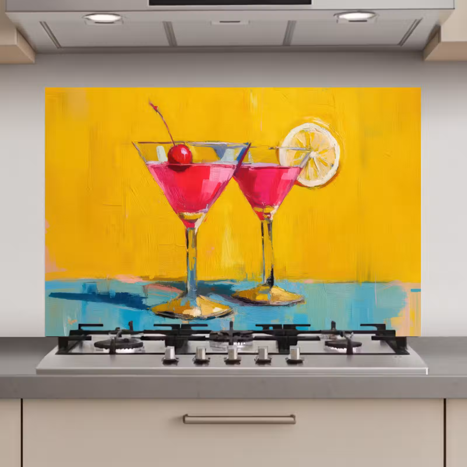 Spatscherm keuken - Glazen - Cocktail - Citroen - Kers — 1