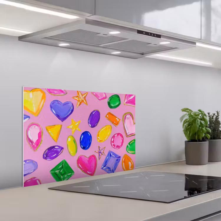 Spatscherm keuken - Edelstenen - Vormen - Hartje - Kleurrijk — 5