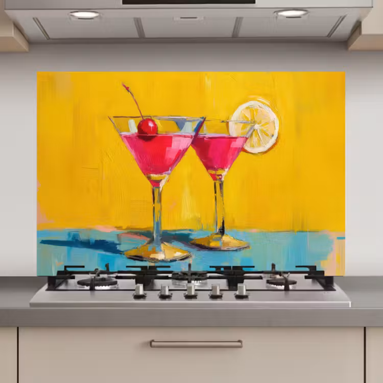 Spatscherm keuken - Glazen - Cocktail - Citroen - Kers — 1