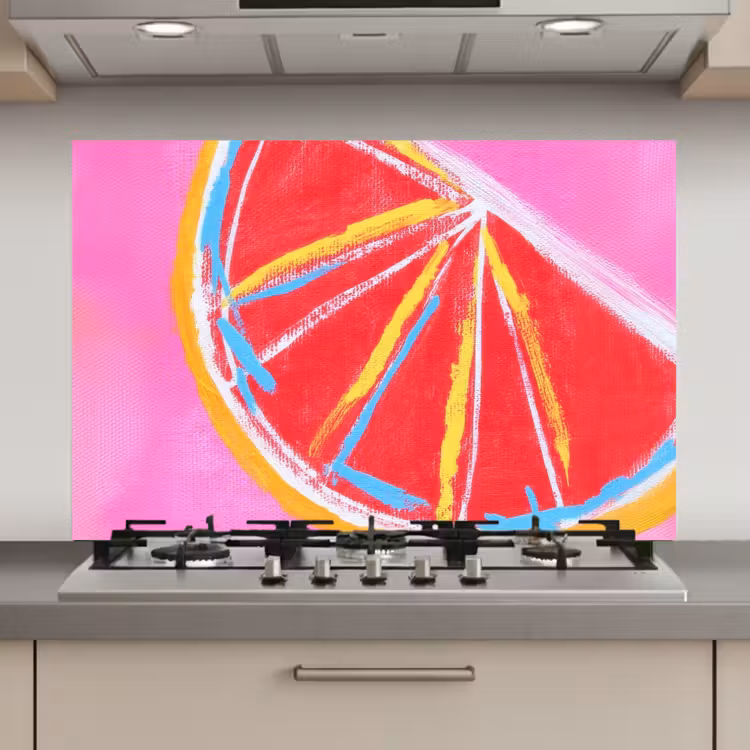 Spatscherm keuken - Grapefruit - Geschilderd - Roze - Strepen — 1