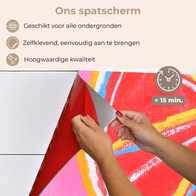 Spatscherm keuken - Grapefruit - Geschilderd - Roze - Strepen — 4