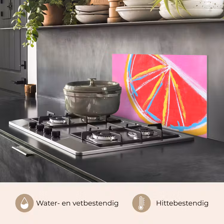 Spatscherm keuken - Grapefruit - Geschilderd - Roze - Strepen — 7