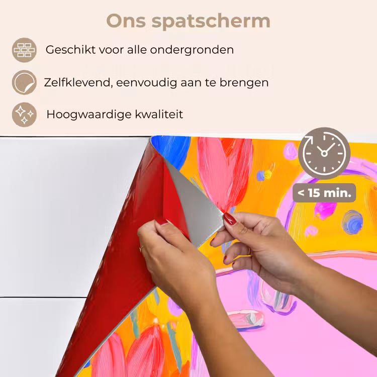 Spatscherm keuken - Tas - Roze - Bloemen — 4