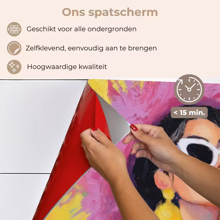 Spatscherm keuken - Vrouw - Hoed - Paars - Wijn — 4