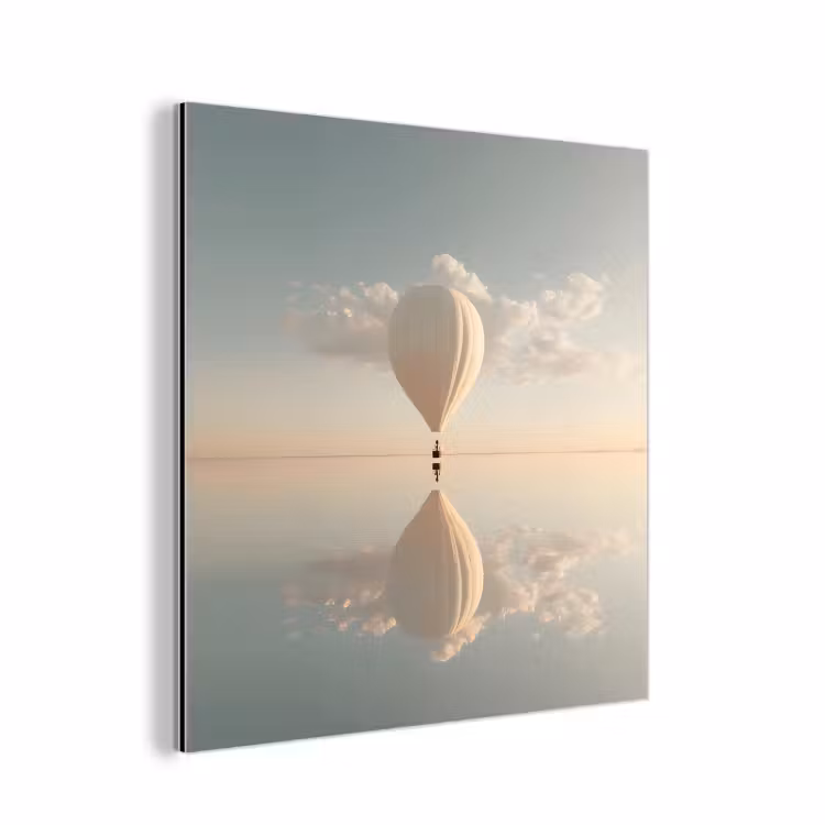 Aluminium schilderij - Luchtballon - Wolken - Water - Blauw — 1