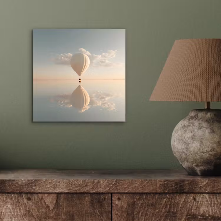 Aluminium schilderij - Luchtballon - Wolken - Water - Blauw — 3