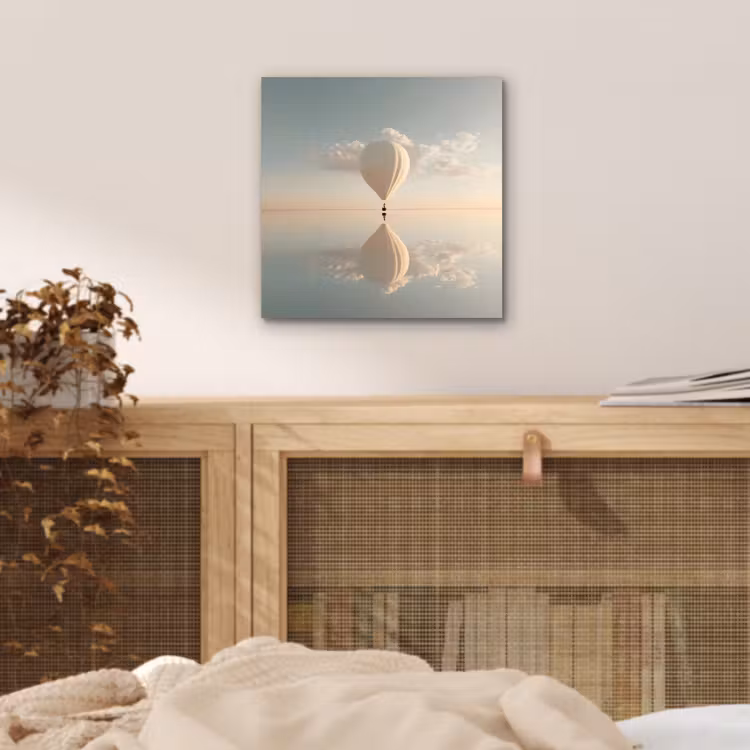Aluminium schilderij - Luchtballon - Wolken - Water - Blauw — 4