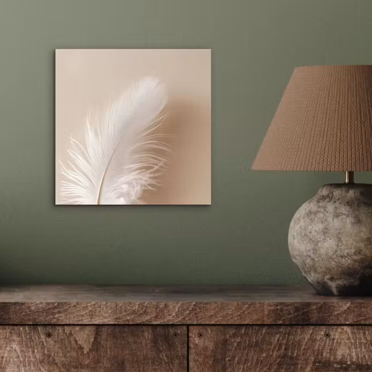 Aluminium schilderij - Veer - Minimalistisch - Roze — 3