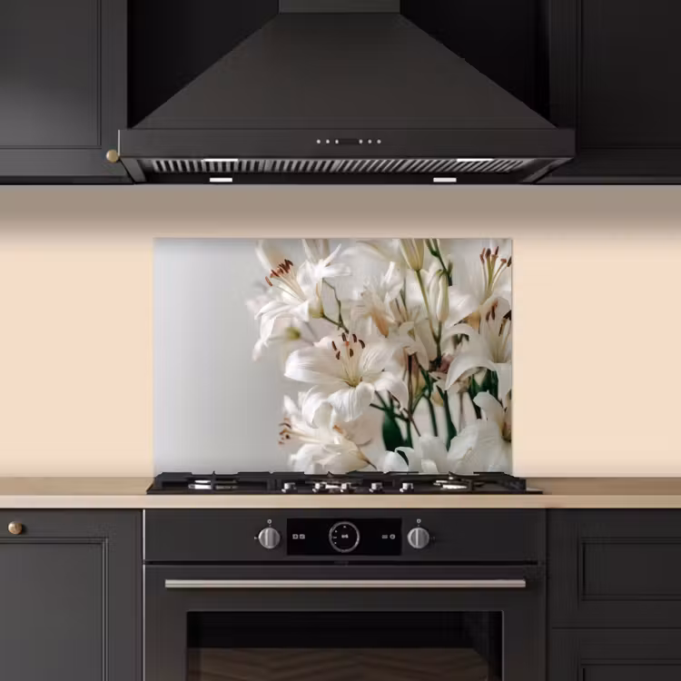 Spatscherm keuken - Lelies - Boekte - Wit - Meeldraden — 2