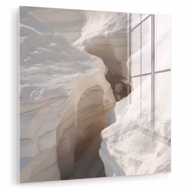 Glas schilderij - Witte Rotsformatie Kloof