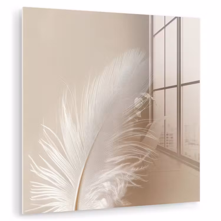 Glas schilderij - Witte Veer