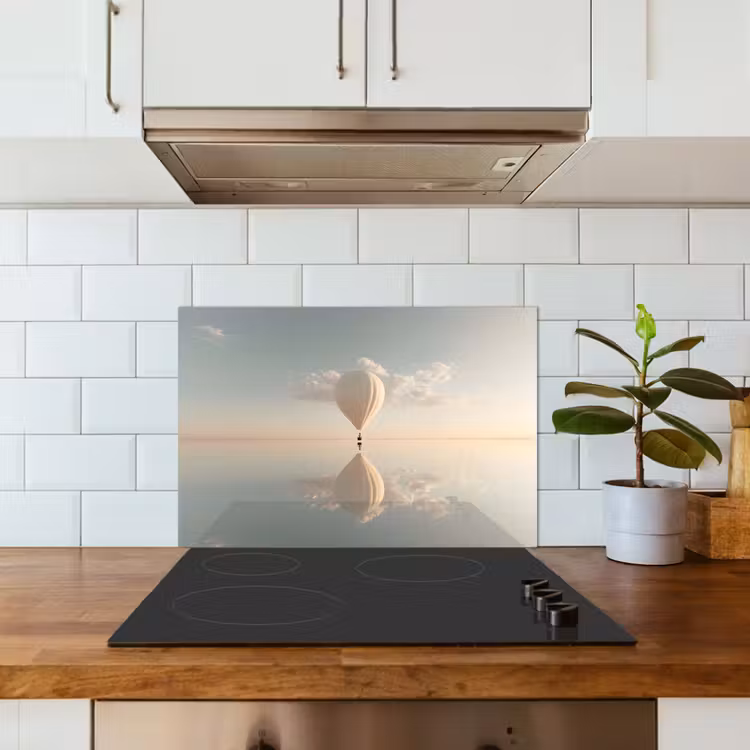Spatscherm keuken - Luchtballon - Wolken - Water - Blauw — 6