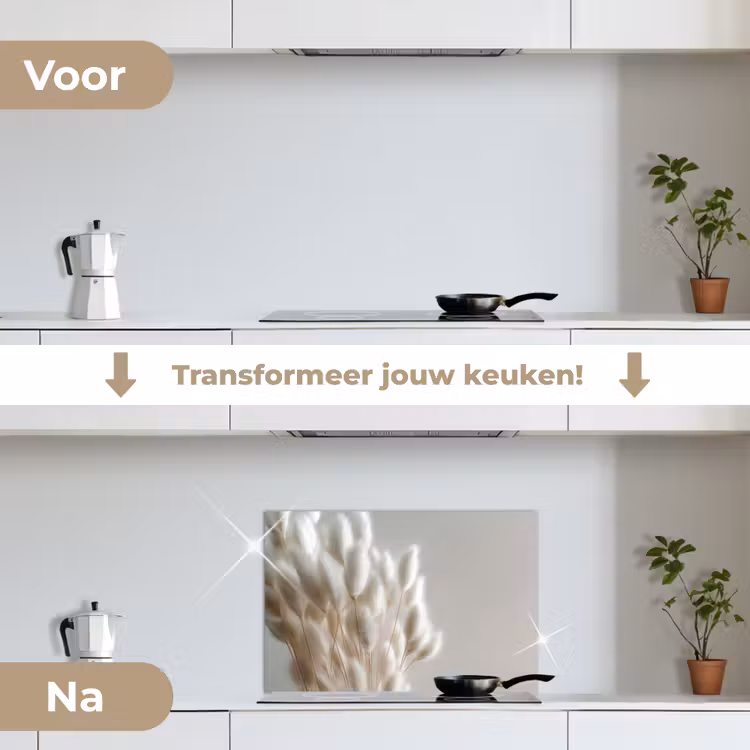 Spatscherm keuken - Pluimen - Beige - Minimalistisch — 3