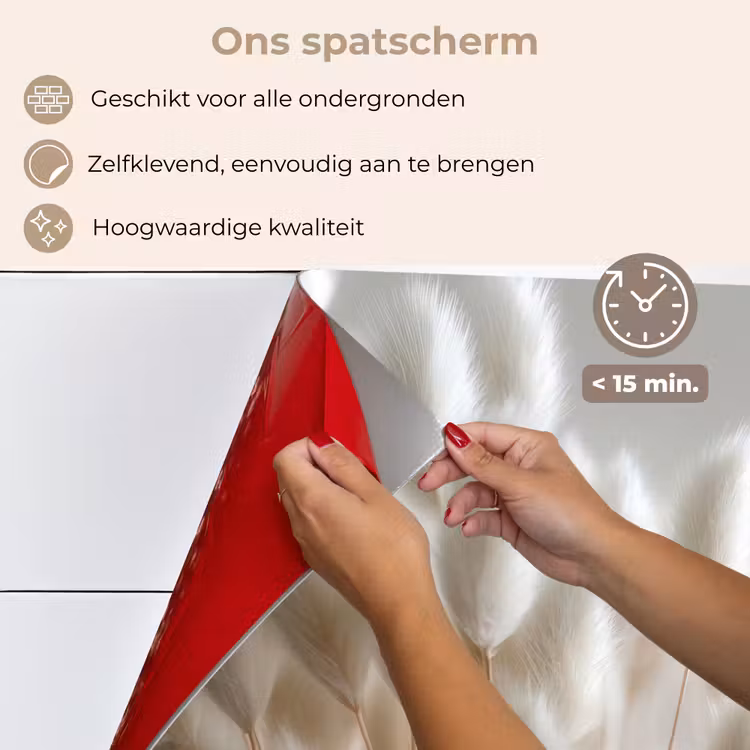 Spatscherm keuken - Pluimen - Beige - Minimalistisch — 4