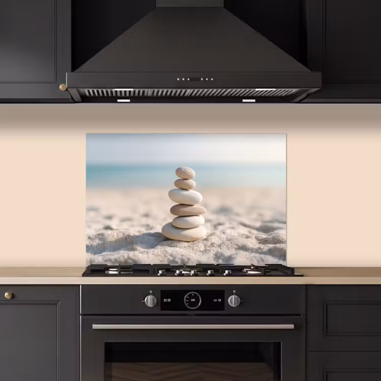 Spatscherm keuken - Stenen - Stapel - Zand - Zee — 2