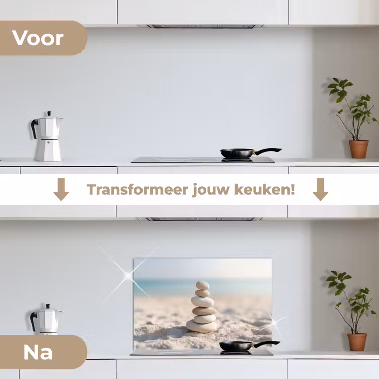 Spatscherm keuken - Stenen - Stapel - Zand - Zee — 3