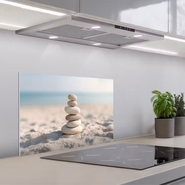 Spatscherm keuken - Stenen - Stapel - Zand - Zee — 5