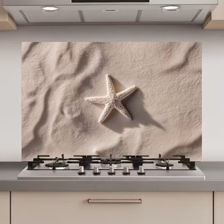 Spatscherm keuken - Strand - Zeester - Zand - Beige — 1