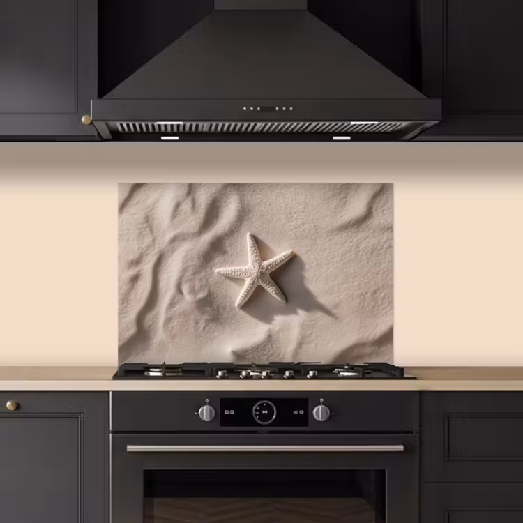 Spatscherm keuken - Strand - Zeester - Zand - Beige — 2
