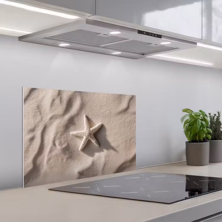 Spatscherm keuken - Strand - Zeester - Zand - Beige — 5