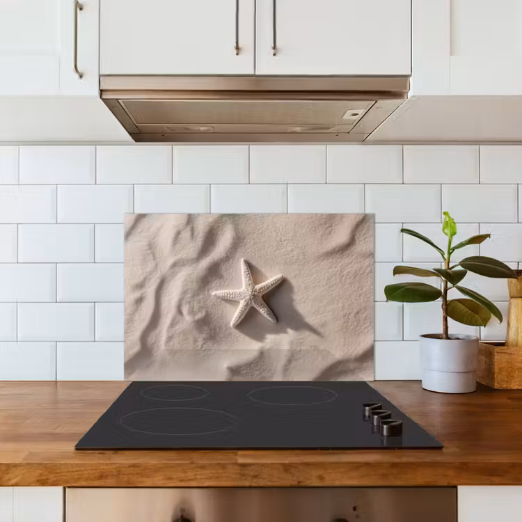 Spatscherm keuken - Strand - Zeester - Zand - Beige — 6