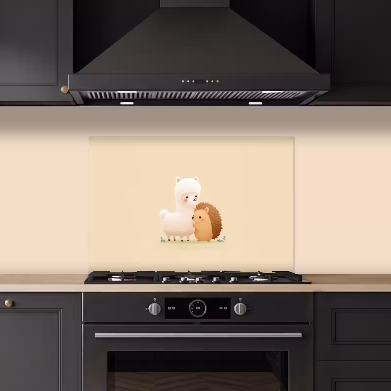 Spatscherm keuken - Alpaca - Egel - Bruin - Knuffelen — 1