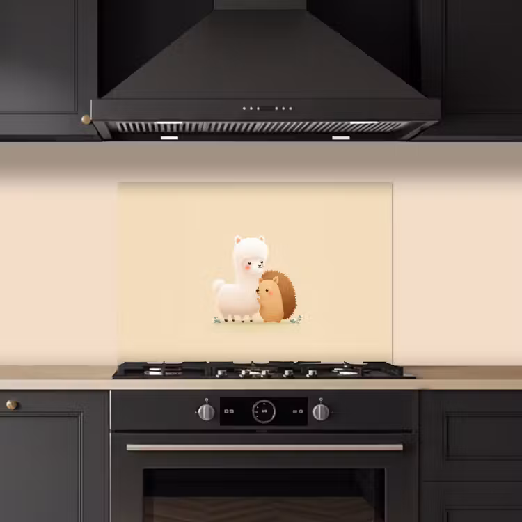 Spatscherm keuken - Alpaca - Egel - Bruin - Knuffelen — 1