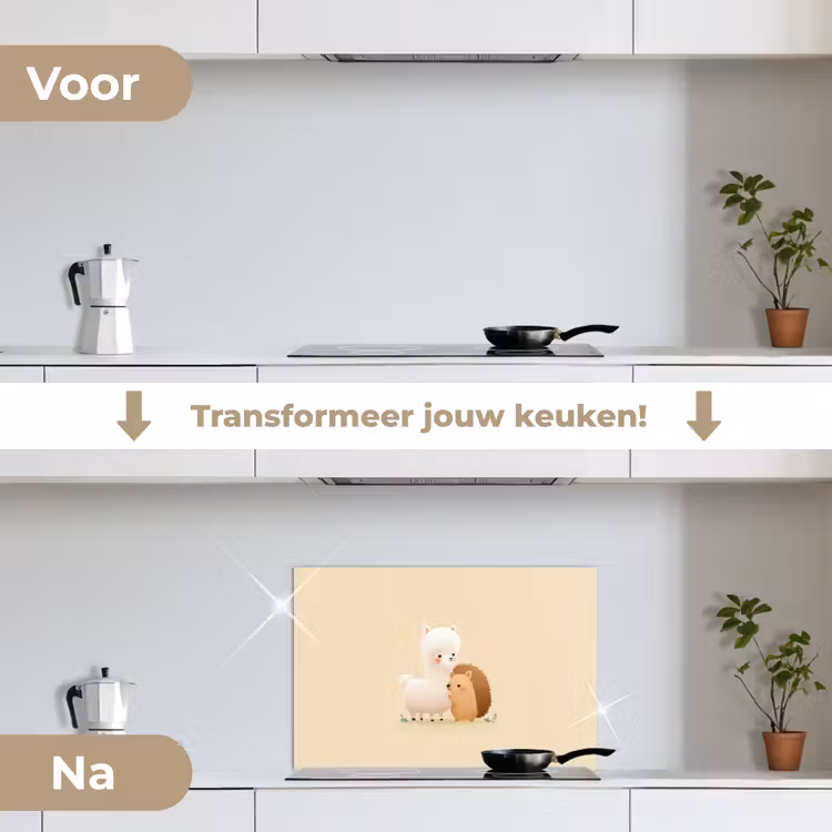 Spatscherm keuken - Alpaca - Egel - Bruin - Knuffelen — 2