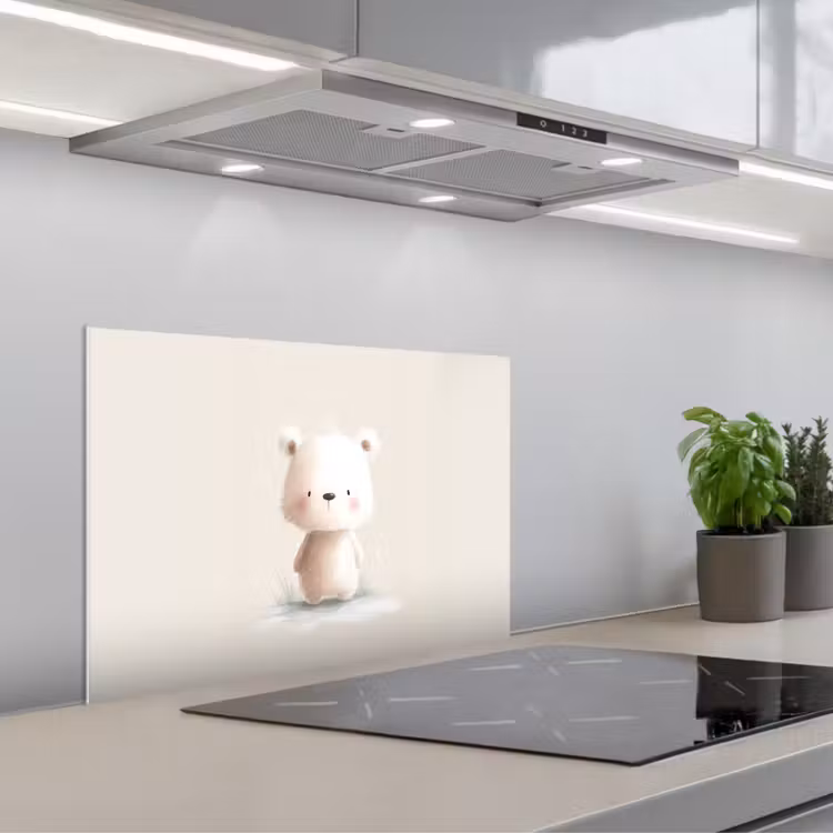 Spatscherm keuken - Beertje - Sneeuwvlokje - Wit - Pluizig — 4