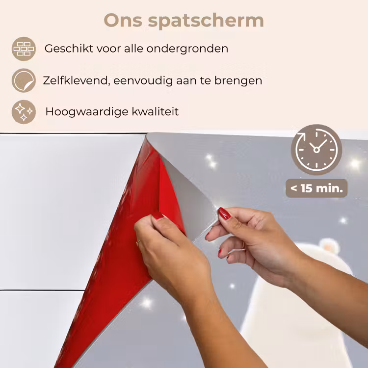 Spatscherm keuken - Ijsbeer - Sneeuw - Sterren - Blauw — 3
