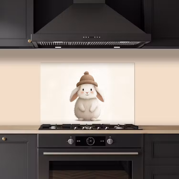 Spatscherm keuken - Konijn - Muts - Oren - Beige — 1