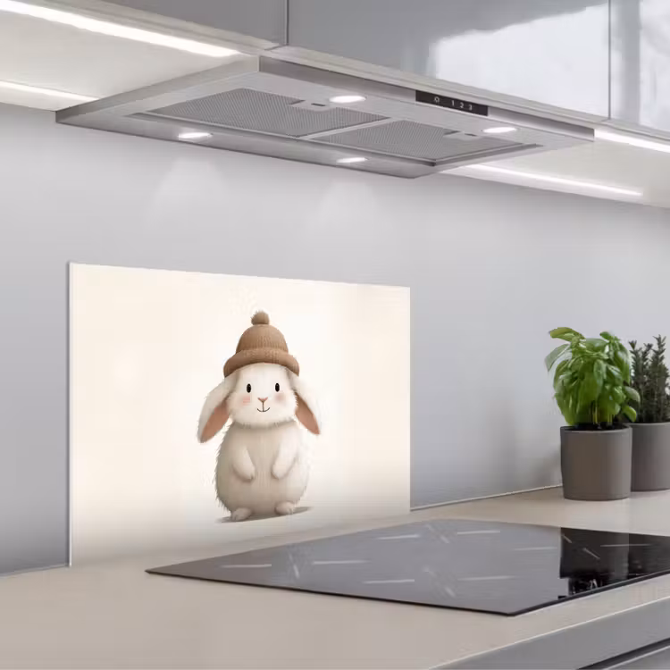 Spatscherm keuken - Konijn - Muts - Oren - Beige — 4