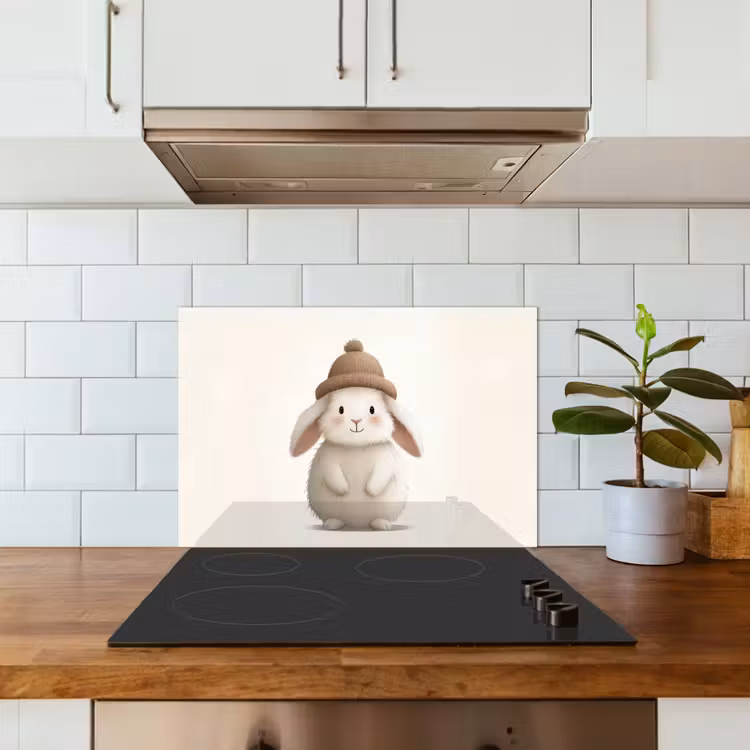 Spatscherm keuken - Konijn - Muts - Oren - Beige — 5