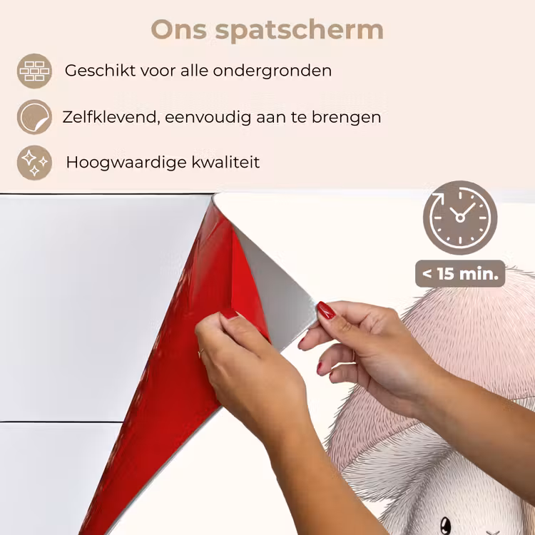 Spatscherm keuken - Paddenstoel - Konijn - Roze — 3