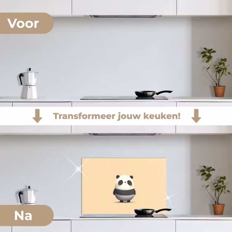 Spatscherm keuken - Panda - Beige - Minimalistisch — 2