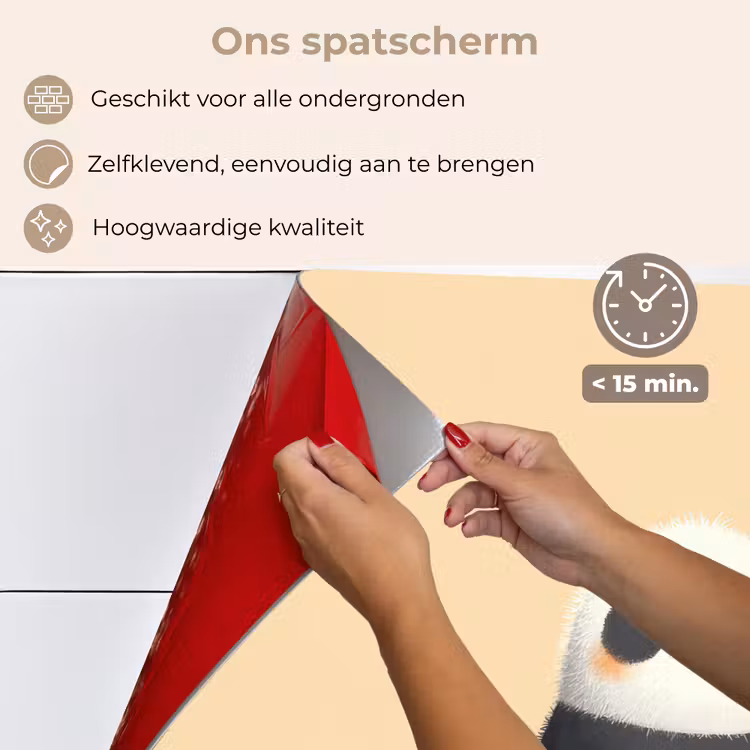 Spatscherm keuken - Panda - Beige - Minimalistisch — 3