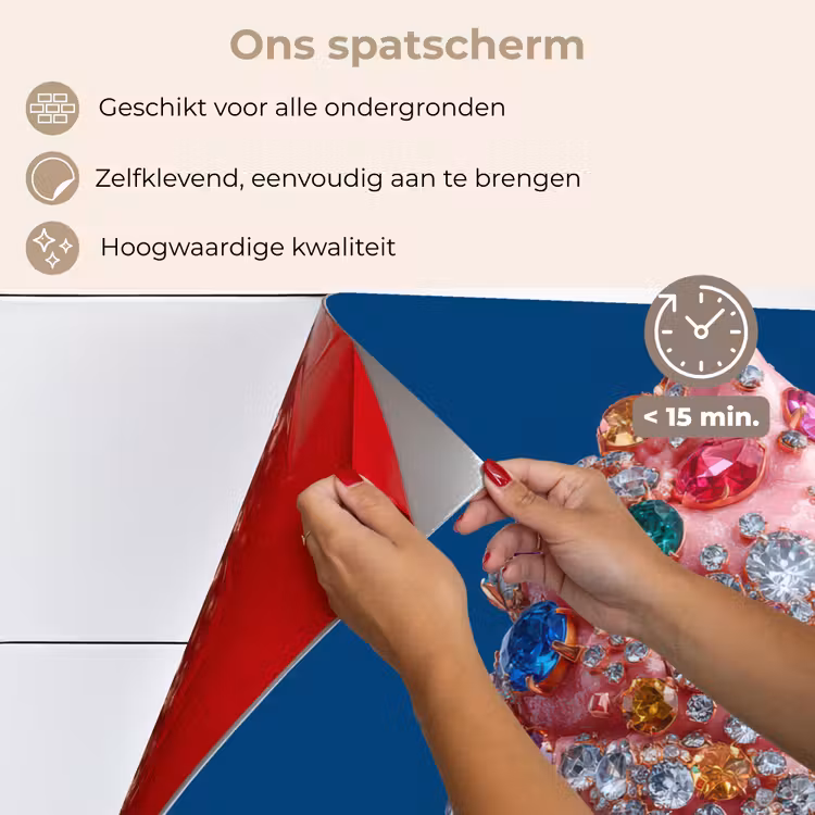 Spatscherm keuken - Ijsje - Hoorntje - Steentjes - Blauw — 4