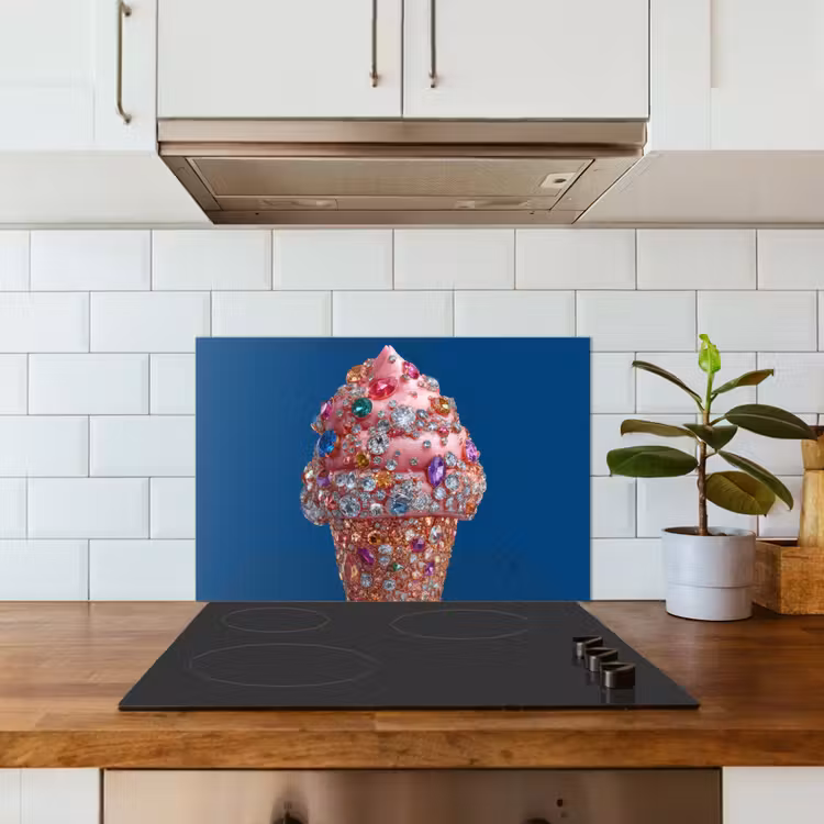 Spatscherm keuken - Ijsje - Hoorntje - Steentjes - Blauw — 6