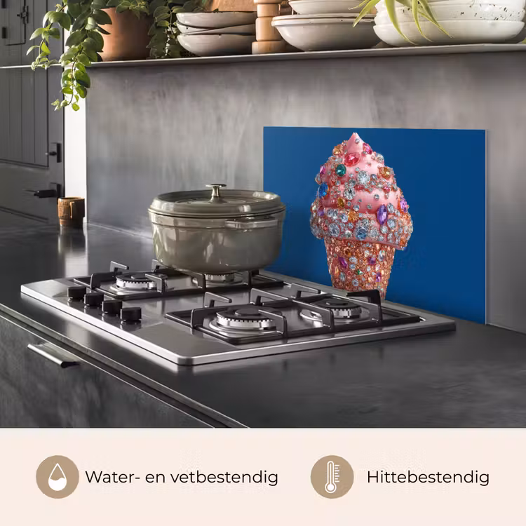 Spatscherm keuken - Ijsje - Hoorntje - Steentjes - Blauw — 7